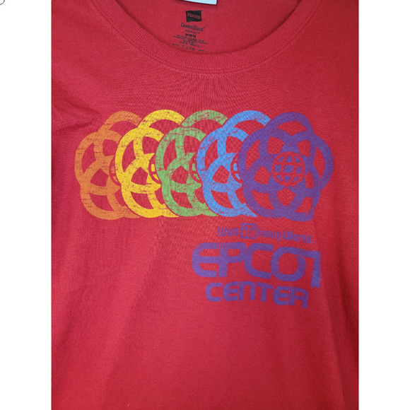 Disney Parks Authentic Apparel Epcot T-Shirt Long Sleeves Red Size Medium - Picture 4 of 4
